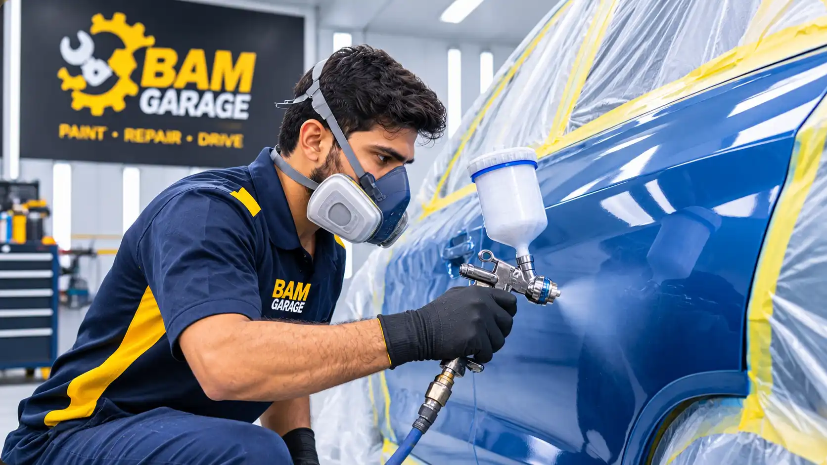Professional car painting at BAM Garage